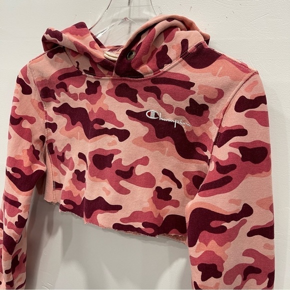 Champion Reverse Weave Women’s Classic Camo Hoody Cropped Large Pink - Picture 4 of 7